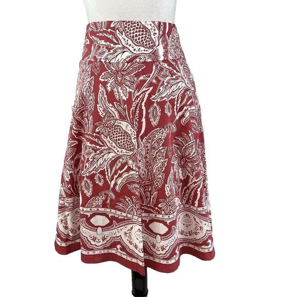 Talbots Skirt size 8 Petite Salmon Pink Paisley Knee A Line Modest Church Casual - Picture 1 of 9